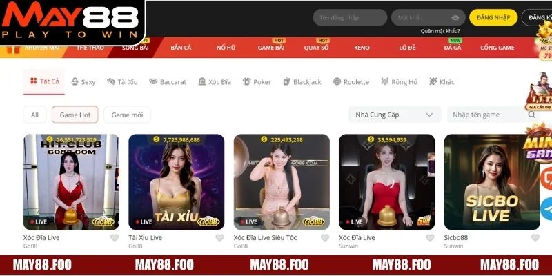 Casino online MAY88 là chuyên mục hấp dẫn hội tụ nhiều game chất lượng và uy tín