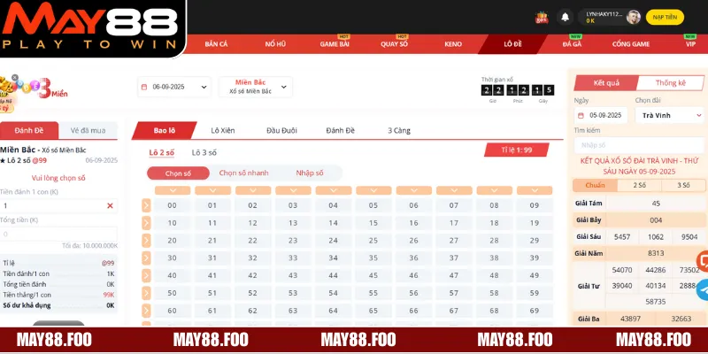 Sân chơi cam kết cập nhật kết quả tức thì khi được nhà đài công bố